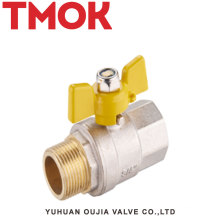 High quality butterfly handle Nickel plating brass gas valve m/f